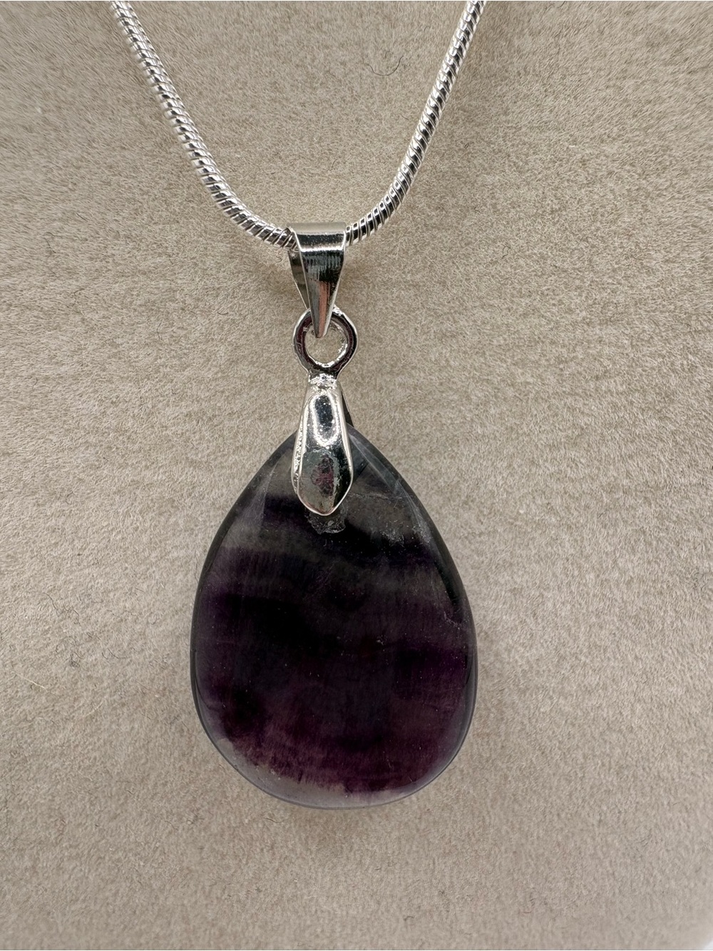 Sterling Silver Teardrop Amethyst Pendant Necklace - Purple